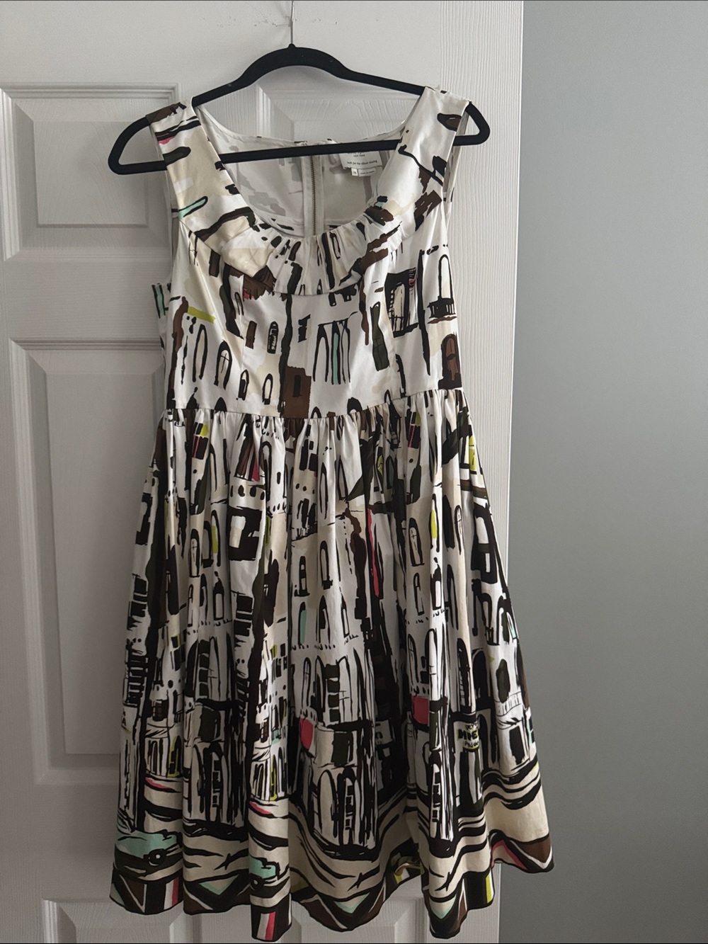 kate spade White Dress with Brown and Black Abstract Print - Picture 3 of 8
